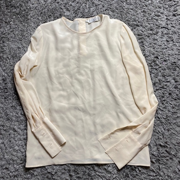 Vintage Valentino Miss V Silk Ivory White Blouse Sleeves - Picture 1 of 9